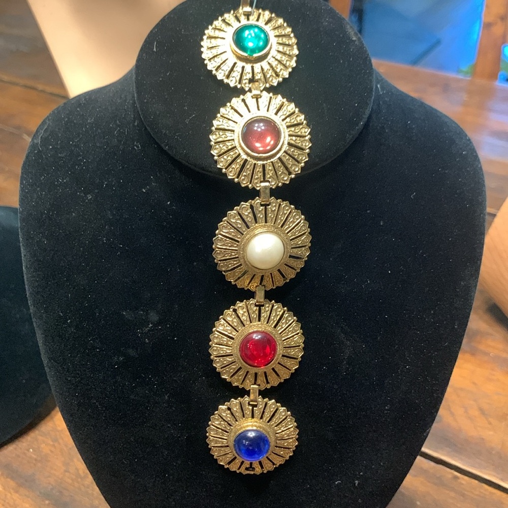80’s GRIPOIX MOGHOL JEWELS OF INDIA CABOCHONS MEDALLIONS BRACELET
